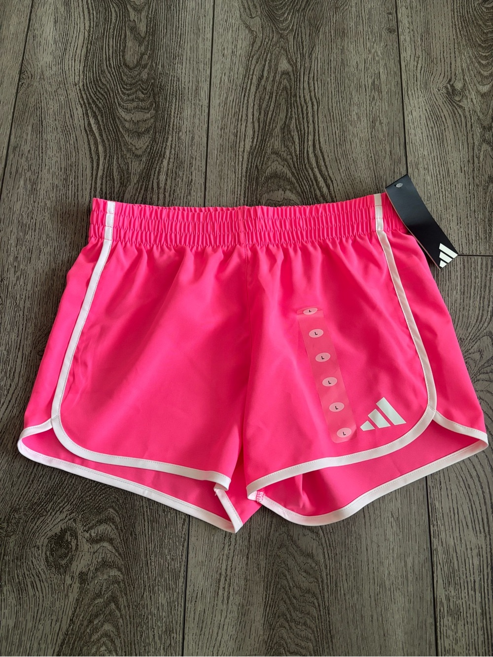 Adidas kids Pink Athletic Shorts with White Trim